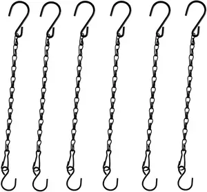 Chain for Hanging ,11 Inch Black Hanging Chain, Small Hanging Basket Chain Kits with Hooks for Bird Feeder Hanging Basket Extender Porch Wind Chime (Black, 11 Inch-6PCS)
