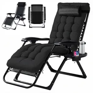 Zero Gravity Reclining Chair - 440LB Capacity with Cup Holder & Removable Cushion, Lockable 90-170° Adjustable for Patio/Camping/Indoor Foldable & Portable