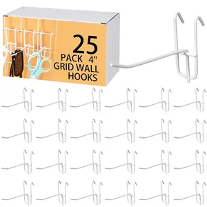 4 Inch Grid Wall Hooks 25 Pcs Gridwall Panel Hooks Store Garage Wall Mount Organizers Storage Grid Display Hangers for Retail, Craft Show, Home Setup, Customized Display (Black)
