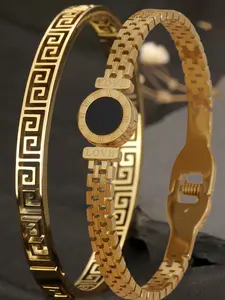 2-piece light luxury bracelet combination set, 304 stainless steel women's fashionable bracelet, Trendy Stack Bangle, Elegant Bangle, suitable for daily party jewelry and important occasions to wear