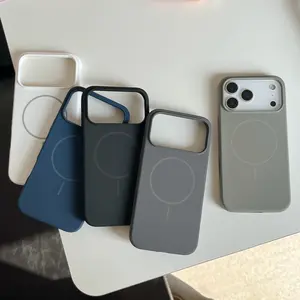 Orange thin circle magnetic suction camera button, all-inclusive, suitable for Apple 17promax mobile phone case, liquid silicone iPhone17 r skin feeling 17pro simple solid color, soft waxy 17 large holes 16