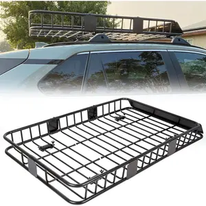 67" x 39" x 5.1" Roof Rack Cargo Basket 250LBS with Extension Heavy Duty Steel Universal Car SUV Van Roof Top Luggage Storage Holder Basket for Travel Weight Capacity-TK