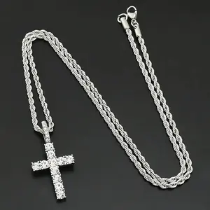 Christian Cross Pendant Necklace for Men with 18-24 Inches Chain - Religious Jewelry Gift