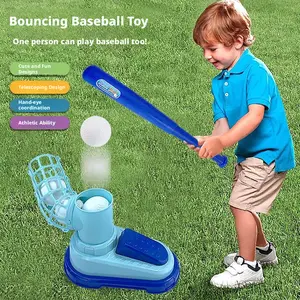 Fun Launcher Baseball Toy for Kids – Pop-Up Pitching Machine with Bat & 3 Balls – Outdoor Sports Game, Gift for Boys & Girls Ages 3-8,Children's foot-operated catapult baseball training machine, automatic baseball launcher for indoor and outdoor sports