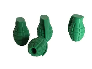 4pc Set Green Grenade Bomb Valve Stem Caps for Car, Bike, Vehicle - Schrader Valve Style