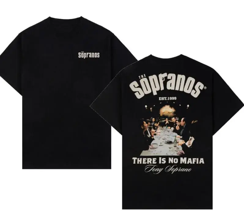 The Sopranos 2 Sides Graphic Tee - Iconic 'There Is No Mafia' Design for Fans of the Classic Series, Perfect for Casual Outfits and TV Show Enthusiasts