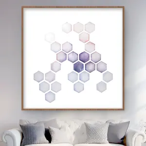 212 MAIN Framed Matted Print Wall Artwork - 48x48 in., Artistic Geometric Alveoli Design, Matted Frame Decoration, Ready-to-Hang Home & Office Wall Decor
