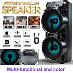Wireless Wireless Dual Speaker Stereo System Portable Subwoofer with RGB Ambient Lighting Effect, Excellent Sound Quality, DJ Equipment, PA Sound System Fashionable Audio, USB Interface, Karaoke, Recommended Gift, Microphone Link