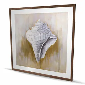 212 MAIN 48x48 in. Artistic Conical Brown Sea Shell Framed Matted Print Wall Artwork, Coastal Shell Detail Home Decor, Ideal for Room Decoration & Gifting