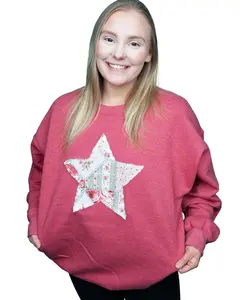 Star In Bloom Applique Patchwork Print Sweatshirt or Comfort Color T-Shirt - PICK YOUR GARMENT COLOR + FABRIC, LIVE ONLY!! Patchwork