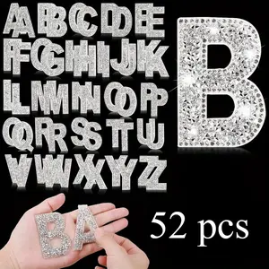 52 Pack Hot Stamping Rhinestone Letter Stickers decorative - A-Z, Suitable for DIY Crafts Such As Clothing, Hats, Jeans, and Shoes, Textiles & Soft Furnishings