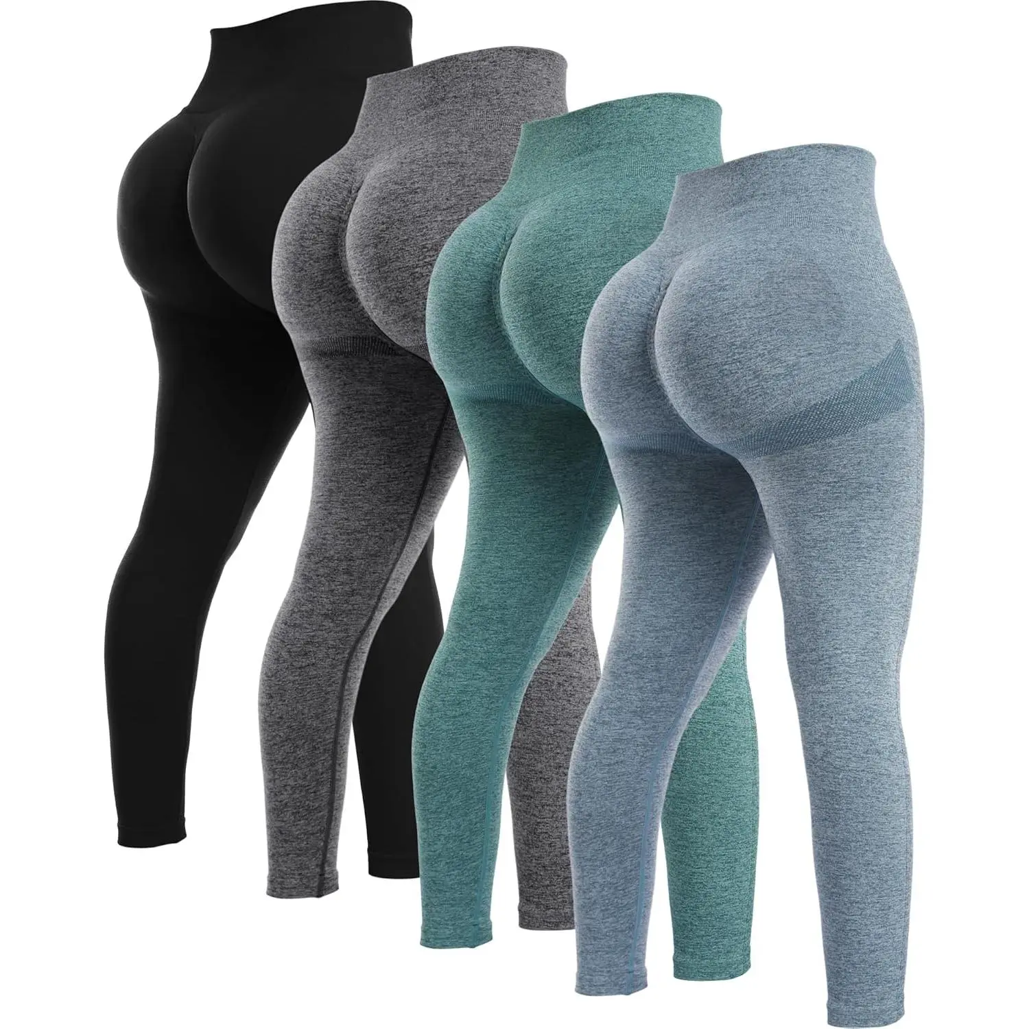 Women's Sporty High Waisted Seamless Leggings, Scrunch Tummy Control Workout Pants for Gym and Yoga, Compression, Comfy
