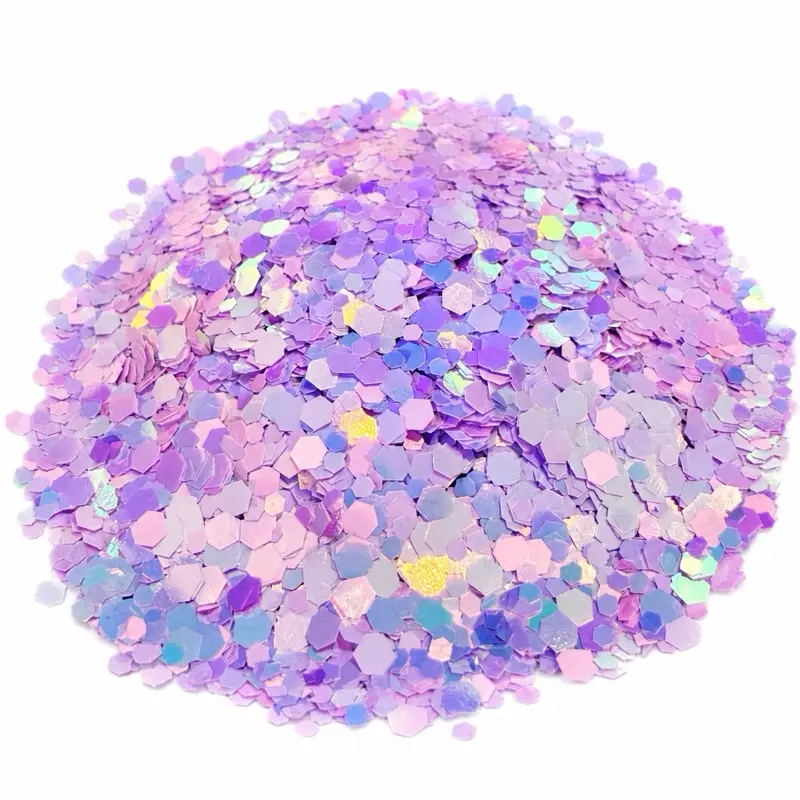 Reese & Riley Co. Wisteria Premium Purple Color-Shift Chunky Glitter Mix Powder - High-Quality Glitter Decoration for Makers, DIY Nail Art with Dramatic Finish
