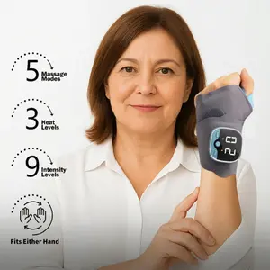 Sooradiant Electric Hand Massager with Heat, Hands-Free Wrist Wrap Design, Lightweight Portable Massager for Daily Use & Sports, Universal Fit for Left & Right Wrist, Mother's Day Gift.