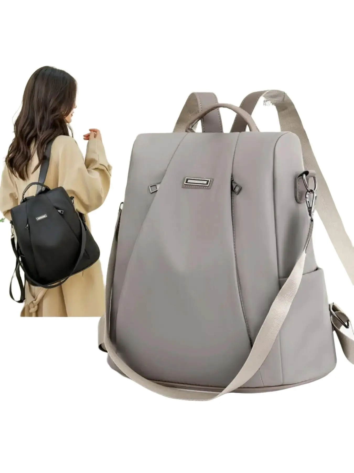Women Casual Travel Backpack Anti Theft Durable Nylon Material Laptop Compartment Backpack Adjustable Straps Secure Zipper Lock Suitable for Multiple Scenes