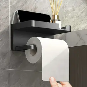 Advanced Self-Adhesive Wall-Mounted Bathroom Paper Towel Holder with Storage Layer, Stylish, Multi-Purpose Organizer for Home & Hotel Use, Toilet Paper Holder