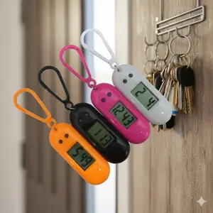 Portable Digital Keychain Watch with LED Display, Oval Electronic Clock Keyring for Kids Time Management, Multifunction Timer Pendant, Accurate Digital Wristwatch Accessory, Learning Stopwatch Keychain Gift, Keychain Kawaii
