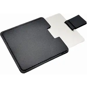 Pocket Mirror Travel Mirror 2.36 Inches Mini Handheld Stainless Steel Unbreakable Mirrors with PU Leather Case (Red) Black