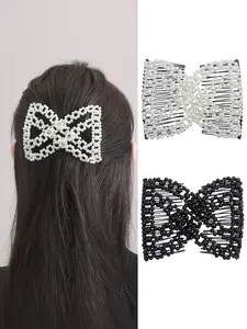 Elegant Pearl Hair Combs Set, Hair Clips, High Elasticity Versatile Adjustable Pearl Styling Comb, Braided Beaded Hair Accessories for Daily Commute Party Use