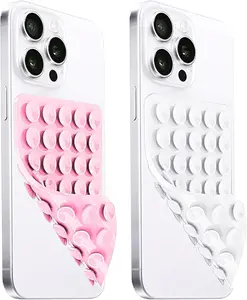 2 Pack Silicone Suction Phone Case Mount, Non Slip Sticky Grip, Silicon Adhesive Suction Cup Mount, Strong Grip Holder for Selfies and Videos