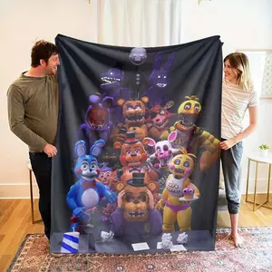 Five Nights Inspired Flannel Blanket Animatronic Character Print Soft Warm Cozy Lightweight Durable for Bedroom Living Room Gaming Room Holiday Gift