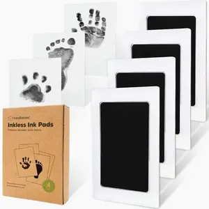 Non-Toxic Safe Ink Pad Set, Baby Handprint Footprint Oil, Pet Memorial Postcards, Includes Ink Stamps and Two Cards