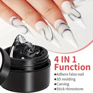 OsNailmall Solid Nail Tip Gel for Quick Extension, Transparent Clear Non-Stick Hand 3D Modeling, Carve Gel Stick, Rhinestone Soak off UV LED Nail Art Gel Varnish, Manicure Nail Care Removable