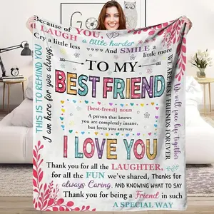 Soft Warm Flannel Blanket Cozy All Seasons Throw for Sofa Bed Best Friend Mothers Day Birthday Christmas Gift High-Quality Fabric 30x40 40x50 50x60 80x60 Inches Versatile Use