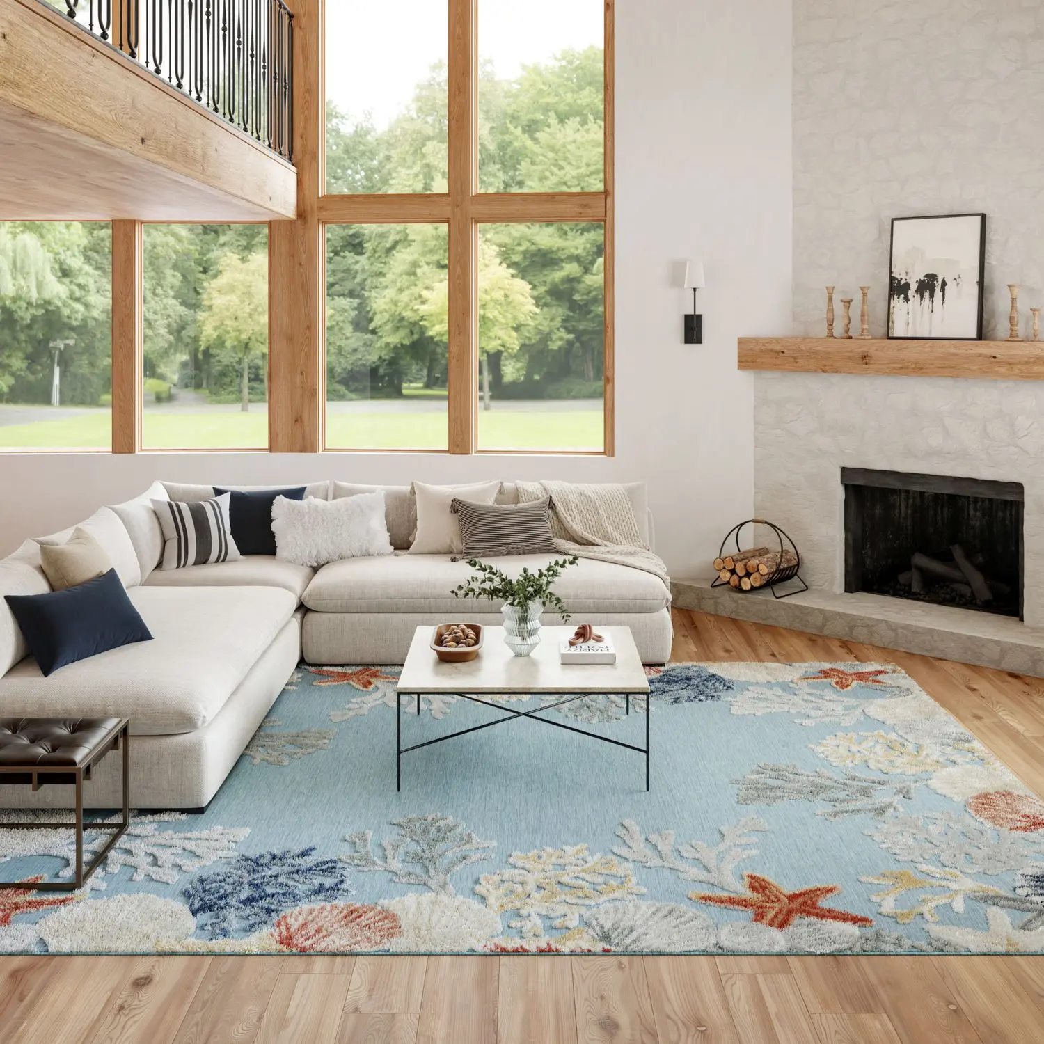 Indoor-Outdoor Flatweave Area Rug - Nourison Suncoast Beach Theme Multicolor Polypropylene Patio Rug with Seaside Vibe, Multicolor Rug