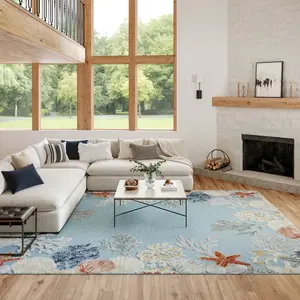 Indoor-Outdoor Flatweave Area Rug - Nourison Suncoast Beach Theme Multicolor Polypropylene Patio Rug with Seaside Vibe, Multicolor Rug
