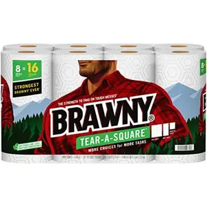 Georgia Pacific GPC443665 11 x 11 in. Brawny Tear-a-Square Perforated Kitchen Double Roll Towels, White - 2-Ply - 120 Sheets per Rolls - 8 Rolls