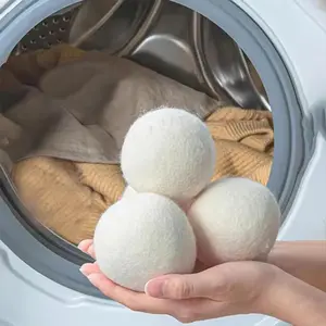 Wool Drying Ball, 3 Counts Reusable Wool Ball for Clothes Laundry, Anti Wrinkle Fabric Dryer Ball, Wool Dryer Wash Balls, for Laundry Room, Home Goods, Natural, Various Laundry Needs