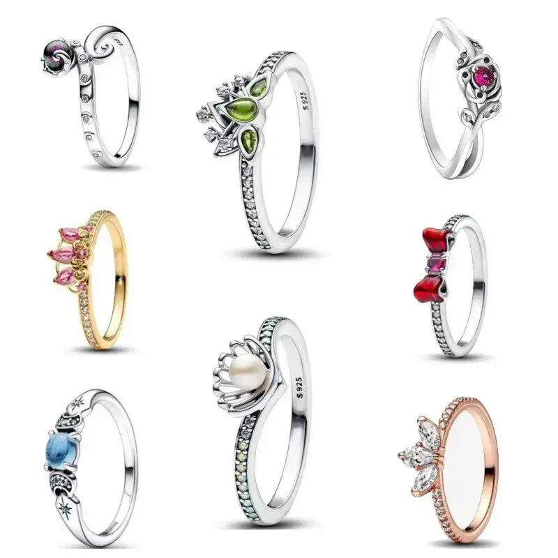 Fashionable 925 Sterling Silver Charming Princess Ring Size 6 7 8 9 Women's Original Wedding Crystal Luxury Accessory
