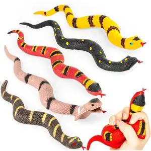 5PCS Realistic Rubber Snake,Soft and Stretchy Snake Toys for Kids,Fidget Toys for Adults,Squeeze Toys,Stretch Toys,Fake Snake Toys, Decoration Party Favors Prank Props Toys