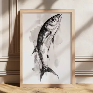 Sardines Art Print – Vintage Sardine Tin Poster, Retro Fish Wall Art, Colorful Eclectic Kitchen Decor, Maximalist Food Print, Unframe