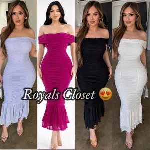 Marian mesh mermaid dress, pearls details