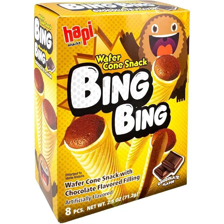 Hapi Snacks Crunchy Bite-Sized Crispy Chocolate-Flavored Wafer Cones, Made with Cocoa Powder & Skim Milk Powder, 2.5oz, 140 Cal/Pc