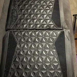 CAR PASS Bling Diamond Rhombus Rubber Leather Car Floor Mats, All-Weather for Car Full Set Durable Anti-Slip, Waterproof Trim Universal Fit,Sedan,SUV,Truck Vehicle Automotive