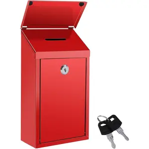 Metal Donation Box Locking Suggestion Box with Slot and Lock with Key Wall Mounted Mailbox  Charity Collection Box Secure Drop Box for  Home Office Outdoor