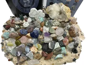 Small Rumble (Raw and Tumbled) Gemstone Mining Bucket - 1 Quart Bucket - 4-5 lbs Total