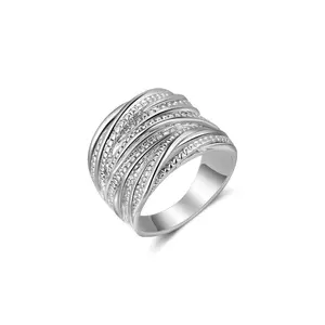 Mytys Vintage Rings for Women Designer Statement Rings Silver Mixed Metal Braided Crossover Band Rings Twisted Cable Ring