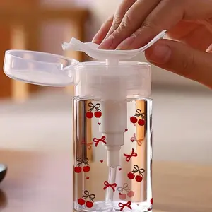 Pink Butterfly Pattern Clear PET Refillable Travel Bottle, Makeup Remover Dispenser, Dispensing Bottle with 3.38oz/6.76oz Portable Pump Dispenser for Nail Polish Remover, Toner and Makeup Remover, Dome Design, Hand Wash Only, Reusable.