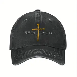 Christian Men's Redeemed Cross Nails Faith in God Jesus Christ Sports Cap, Adjustable Snapback Funny Outdoor Baseball Hat, Adjustable Snapback Hat