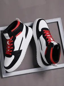 Men's Colorblock Lace Up High Top Sneakers, Casual Comfortable Breathable Sports Shoes, Fashionable Sneakers for Daily Wear