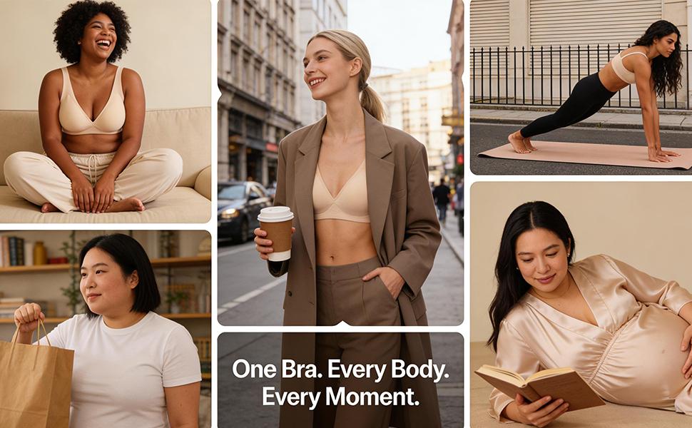 FS-2/4PCS Jelly Wireless Push-Up Bralette – Seamless Deep V, T-Shirt Style, Ultra-Soft, Wire-Free, Adjustable Straps, Breathable Comfort, Everyday, Home, Travel, Gym, Sleep, Layering