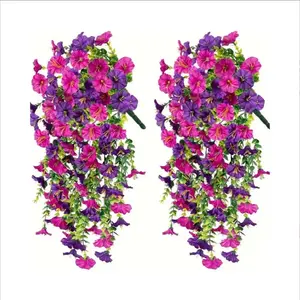 2 Pcs Artificial Morning Glory Flowers, Mixed Colors, Plastic Faux Flowers, Faux Floral Decor for Indoor & Outdoor Home Decoration, Garden Decorations, Wedding Party Garden DIY, Housewarming New Year Gift & Festival Ornament, Ideal Choice