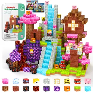iLacven 100 PCS Magnetic Blocks Travel Magnetic Building Blocks  baby builder blocks  Cubes  Tin Box Magnet Toys gift Set STEM Educational Stacking for Kids Ages 3 4 5 6 7 8 9 10 11 12 Year Old Boys Girls Birthday Christmas