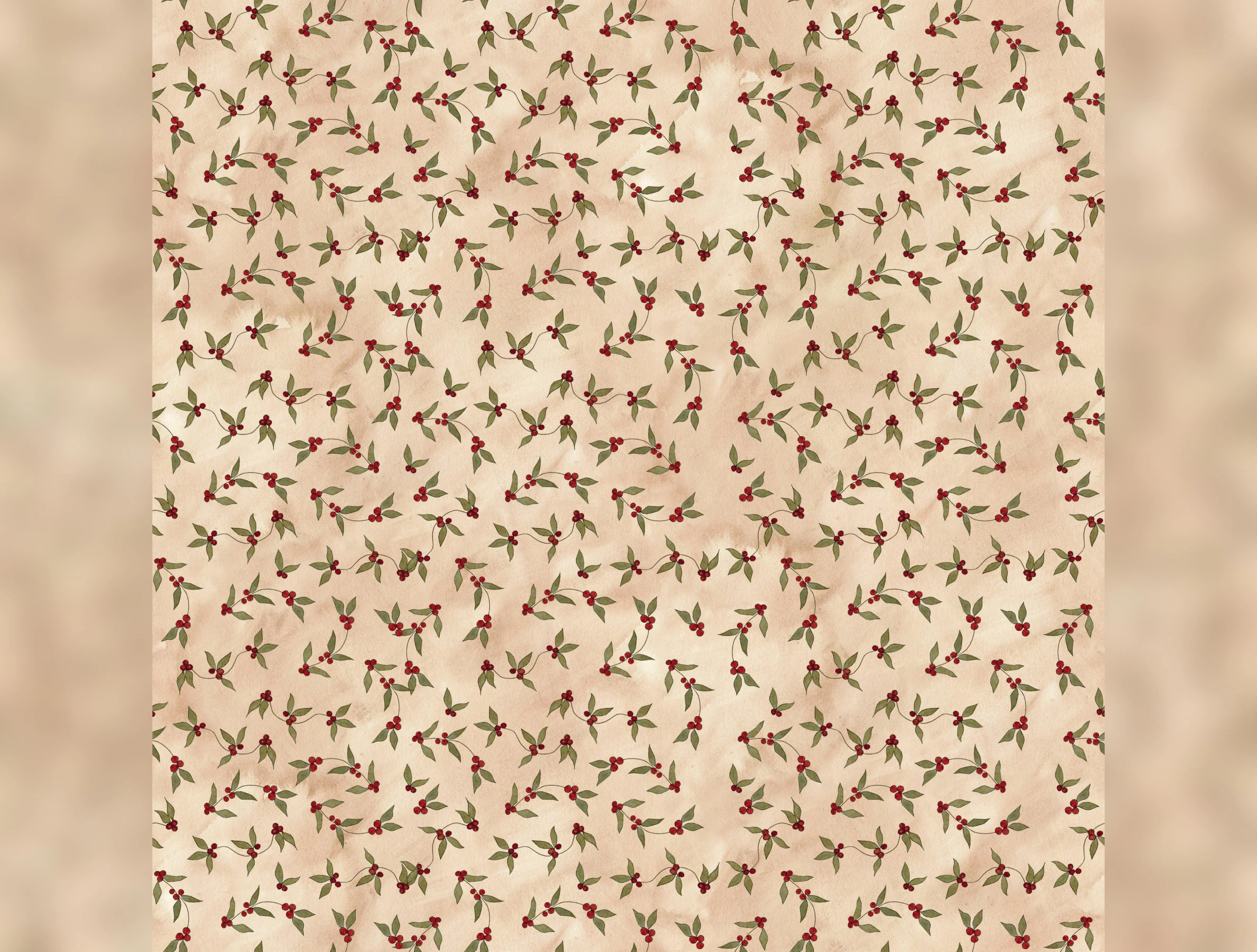 Naughty or Nice | Holly Berries Parchment by Teresa Kogut for Riley Blake | C16263-PARCHMENT