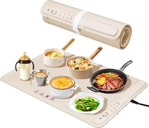 VIVOHOME Food Warming Mat, Full Surface Instant Heating with 3-Level Temperature and Timer Setting, Automatic Child Safety Lock, Electric Silicone Warmer Roll Up Tray Compact Tableware for Buffets Parties Festival Gatherings Winter and Everyday Use