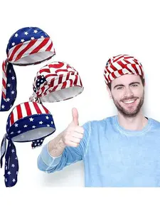 3 Pcs Do Rags Dew Rag Skull Caps for 250th Anniversary Men Bandana Beanie Helmet Liner Hats Cycling Head Wraps